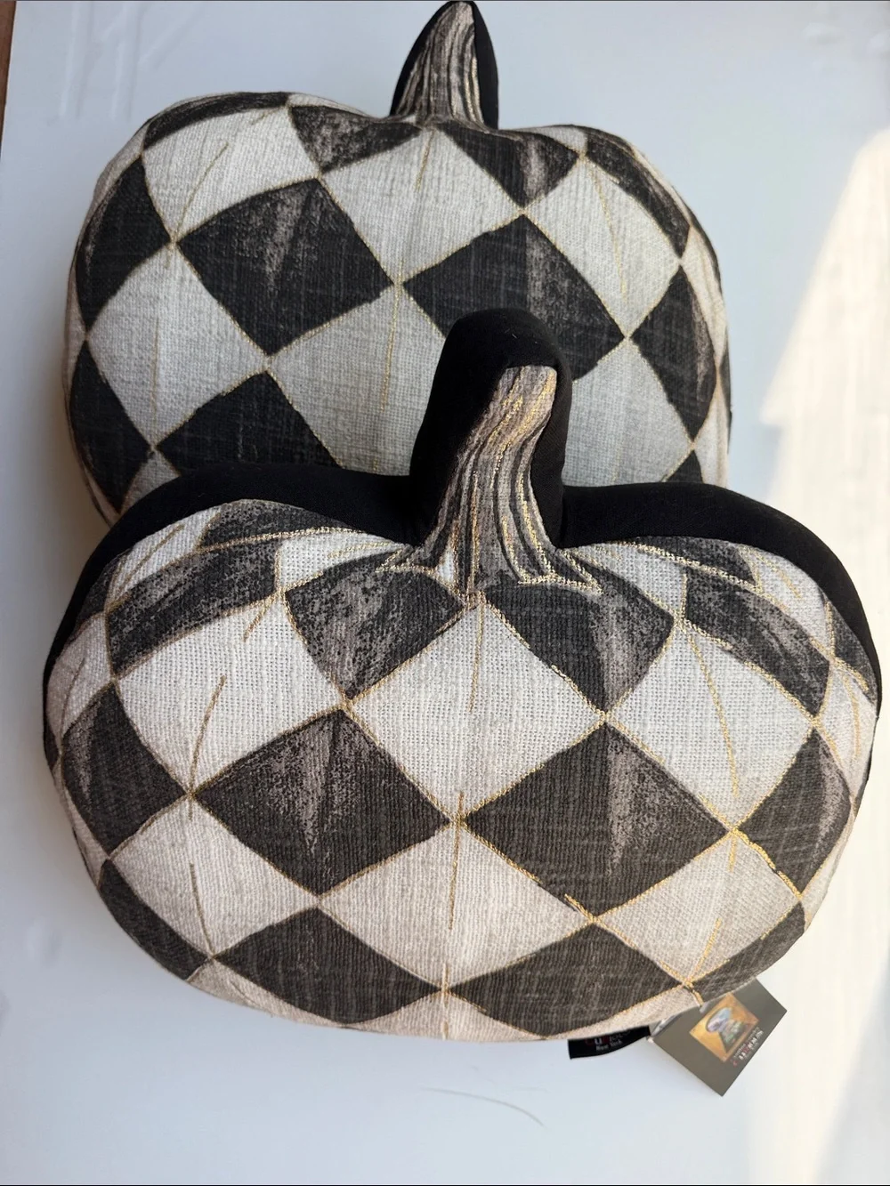 Harlequin Diamond Pumpkin Pillows - Set of 2 Halloween Fall Decor
